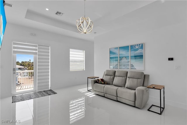 518 Avenida Primiceria, Marathon, FL 33050 - tiled living room featuring a chandelier and recessed lighting