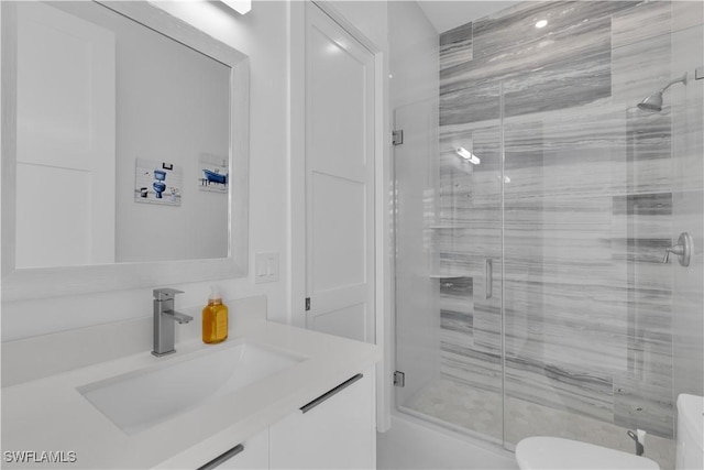 518 Avenida Primiceria, Marathon, FL 33050 - bathroom with a stall shower, vanity, and toilet