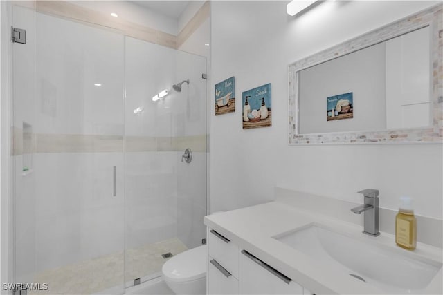 518 Avenida Primiceria, Marathon, FL 33050 - bathroom with a stall shower, toilet, and vanity