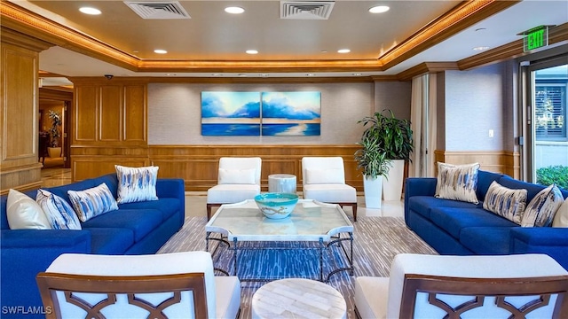 4021 Gulf Shore Blvd N Unit 1704, Naples, FL 34103 - community lobby featuring crown molding, a wainscoted wall, recessed lighting, and a decorative wall