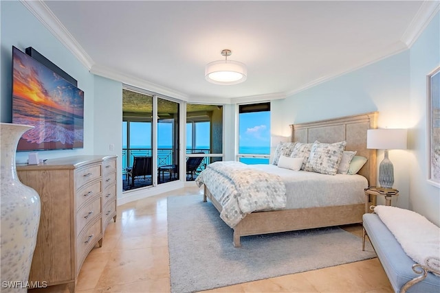 4021 Gulf Shore Blvd N Unit 1704, Naples, FL 34103 - bedroom with ornamental molding and access to exterior