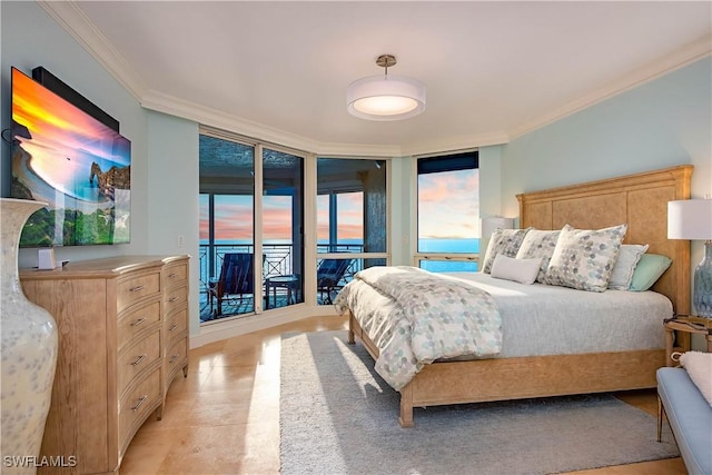 4021 Gulf Shore Blvd N Unit 1704, Naples, FL 34103 - bedroom featuring ornamental molding and access to exterior