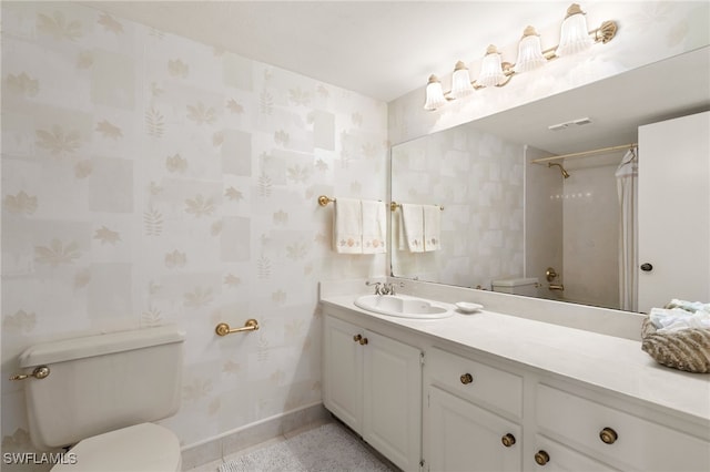 300 S Collier Blvd Unit 2304, Marco Island, FL 34145 - bathroom featuring toilet, baseboards, tile patterned floors, vanity, and a shower with shower curtain