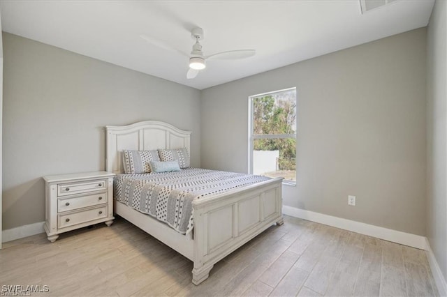 5748 Linden Ln, Bokeelia, FL 33922 - bedroom with light wood-style flooring, baseboards, and ceiling fan
