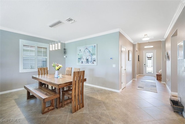 3147 Walnut Grove Ln, Alva, FL 33920 - dining area featuring ornamental molding, plenty of natural light, baseboards, and light tile patterned flooring