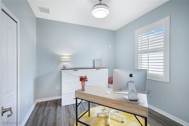 3147 Walnut Grove Ln, Alva, FL 33920 - office area with dark wood-style floors and baseboards