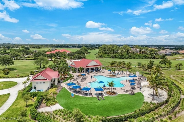 3147 Walnut Grove Ln, Alva, FL 33920 - drone / aerial view of a pool, a tree filled landscape, and a golf club