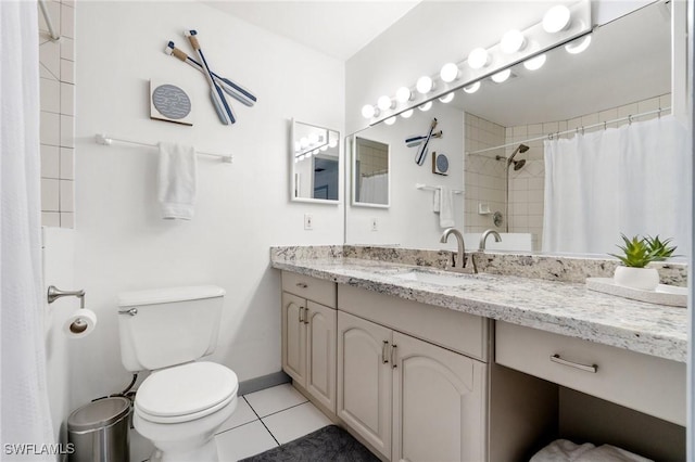 740 106th Ave N, Naples, FL 34108 - full bath featuring toilet, tile patterned flooring, vanity, and curtained shower