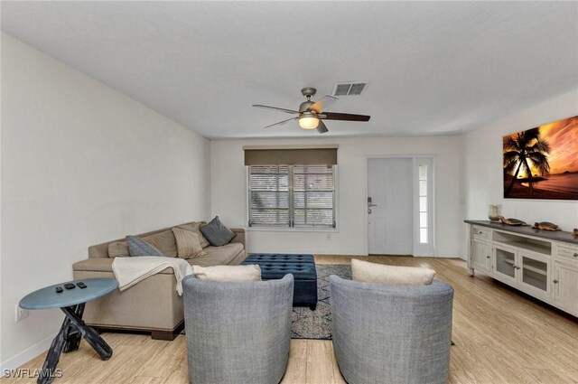 125 Donna Ct, Punta Gorda, FL 33950 - living room featuring a ceiling fan and light wood-style floors