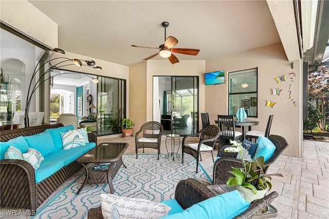 10986 Longwing Dr, Fort Myers, FL 33912 - view of patio / terrace with an outdoor living space and ceiling fan