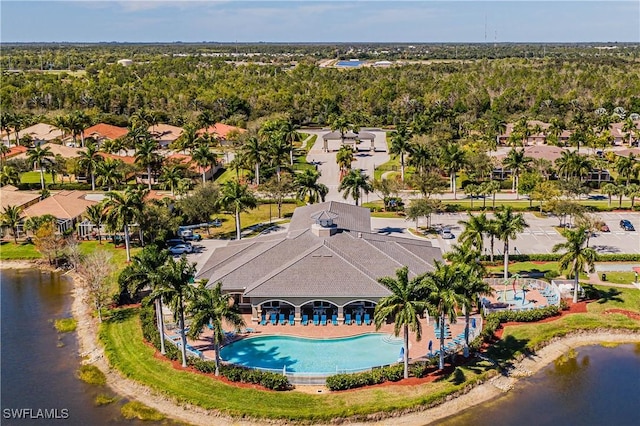 14183 Fall Creek Ct, Naples, FL 34114 - aerial view of residential area featuring a pool and a large body of water