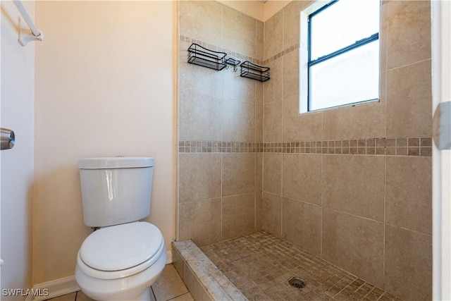 2022 Hunters Trace Cir, Middleburg, FL 32068 - bathroom with a stall shower, toilet, healthy amount of natural light, and tile patterned flooring
