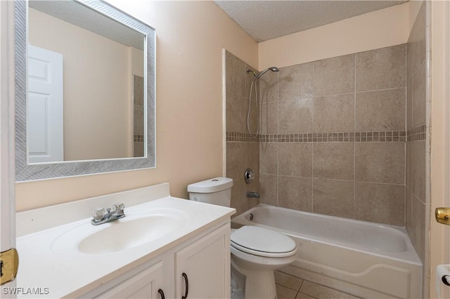 2022 Hunters Trace Cir, Middleburg, FL 32068 - full bathroom featuring toilet, vanity,  shower combination, tile patterned floors, and a textured ceiling