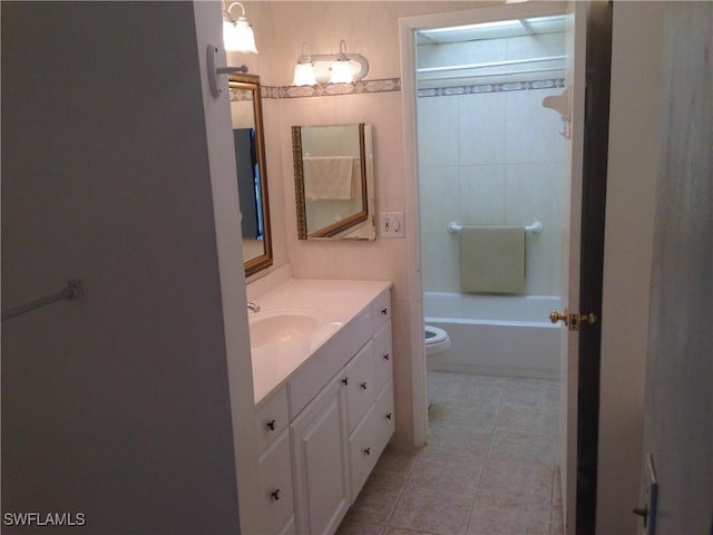 3760 Inverrary Dr Unit 1W, Lauderhill, FL 33319 - bathroom with toilet, vanity, tile patterned flooring, and shower / bath combination