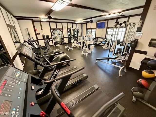 3760 Inverrary Dr Unit 1W, Lauderhill, FL 33319 - gym with ceiling fan