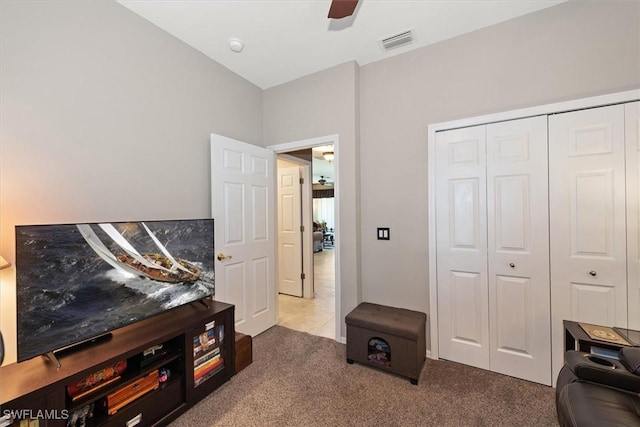 9327 Trieste Dr, Fort Myers, FL 33913 - sitting room featuring carpet floors and ceiling fan