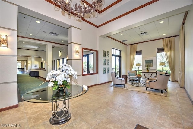 9327 Trieste Dr, Fort Myers, FL 33913 - community lobby with ornamental molding and recessed lighting