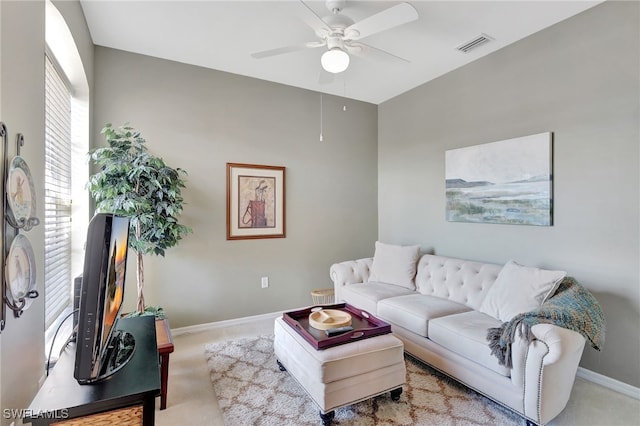 10020 Sky View Way Unit 905, Fort Myers, FL 33913 - living area featuring ceiling fan, baseboards, and carpet