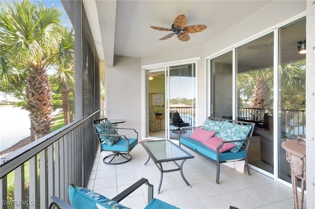 10020 Sky View Way Unit 905, Fort Myers, FL 33913 - sunroom featuring ceiling fan and healthy amount of natural light