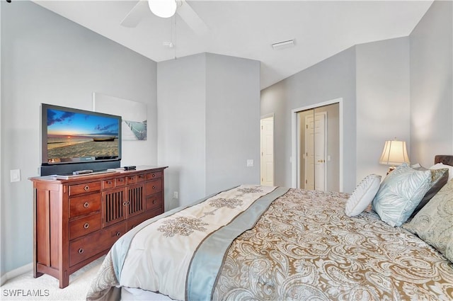 10020 Sky View Way Unit 905, Fort Myers, FL 33913 - bedroom with carpet flooring, a ceiling fan, and a closet