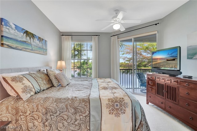 10020 Sky View Way Unit 905, Fort Myers, FL 33913 - carpeted bedroom featuring access to outside and a ceiling fan