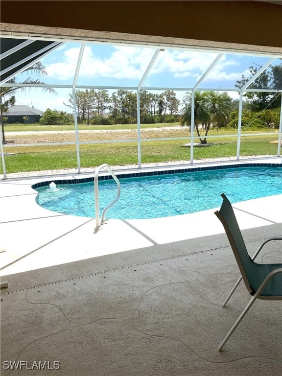 86 Pinehurst Pl, Rotonda West, FL 33947 - outdoor pool with a patio area, a lanai, and a lawn