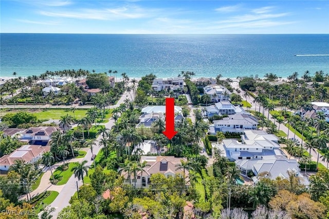 1550 Gordon Dr, Naples, FL 34102 - aerial view of property and surrounding area featuring nearby suburban area and a large body of water