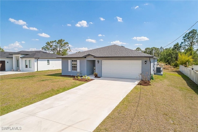 3611 39th St SW, Lehigh Acres, FL 33976 - ranch-style house with stucco siding, a garage, concrete driveway, and a shingled roof