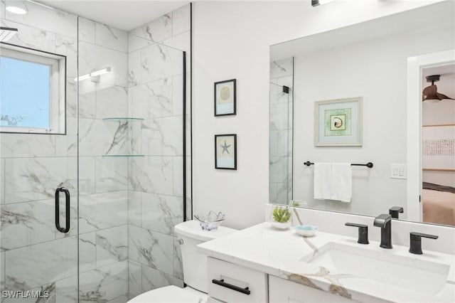 18195 Cutlass Dr, Fort Myers Beach, FL 33931 - full bath with a stall shower, vanity, and toilet
