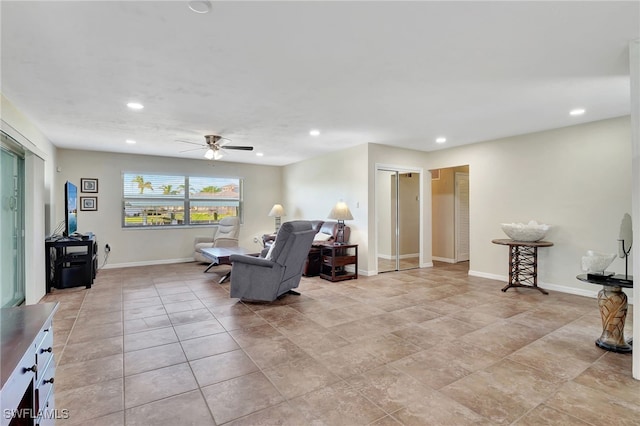 250 Bangsberg Rd SE, Port Charlotte, FL 33952 - living area featuring ceiling fan, recessed lighting, and baseboards