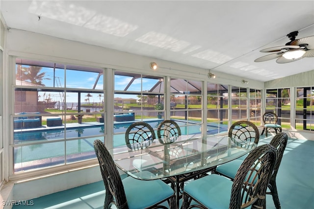 250 Bangsberg Rd SE, Port Charlotte, FL 33952 - sunroom featuring ceiling fan and vaulted ceiling