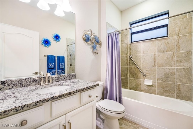19197 Elston Way, Estero, FL 33928 - bathroom featuring vanity, toilet, and shower / bath combo with shower curtain