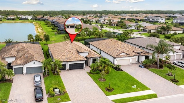 19197 Elston Way, Estero, FL 33928 - aerial perspective of suburban area featuring a large body of water