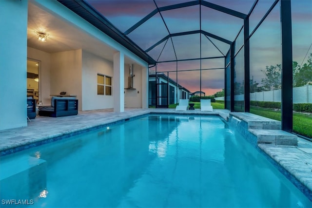 3652 Sapphire Cove Cir, Naples, FL 34114 - outdoor pool with a patio and glass enclosure