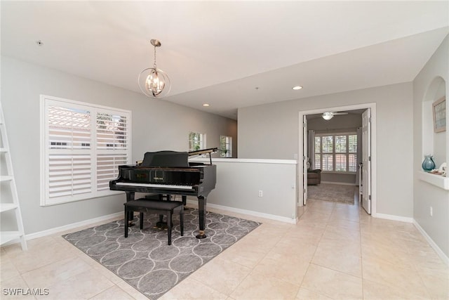 1430 Tiffany Ln Unit 2701, Naples, FL 34105 - living area featuring a chandelier, light tile patterned floors, recessed lighting, and baseboards