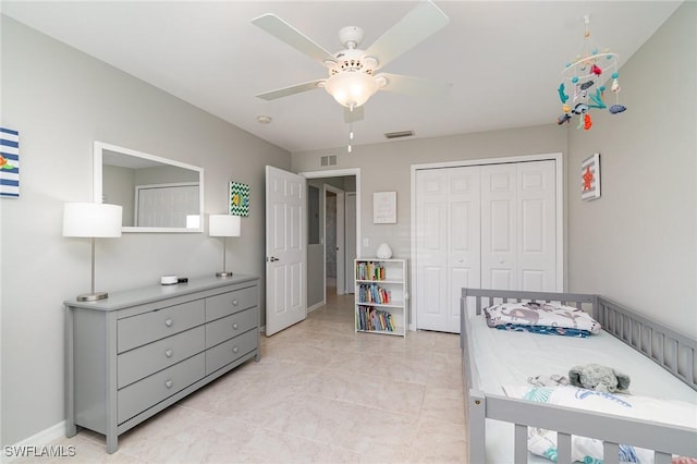 1430 Tiffany Ln Unit 2701, Naples, FL 34105 - bedroom featuring a closet, a ceiling fan, and baseboards