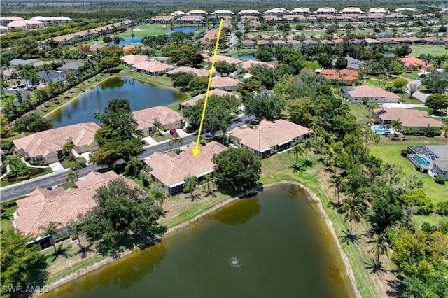 8804 Middlebrook Dr Unit 102, Fort Myers, FL 33908 - aerial perspective of suburban area featuring a large body of water and property parcel outlined