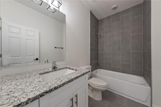 5205/5207 26th St SW, Lehigh Acres, FL 33973 - bathroom featuring toilet, tile patterned flooring, shower / tub combination, and vanity