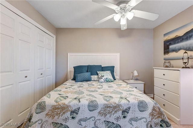 2100 Barkeley Ln Unit 1, Fort Myers, FL 33907 - bedroom with a closet and a ceiling fan