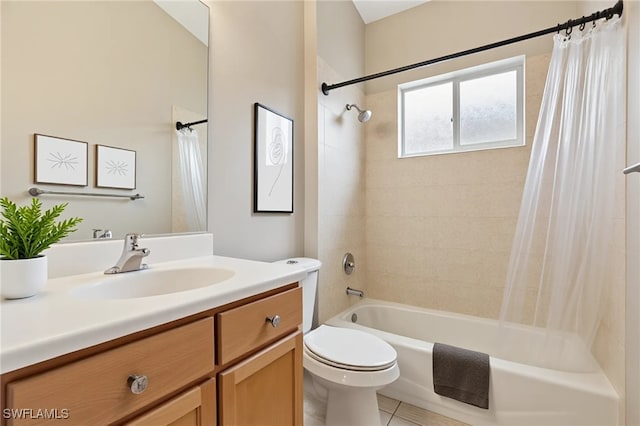 12642 Cara Cara Loop, Bradenton, FL 34212 - bathroom with vanity, shower / bath combo, toilet, and tile patterned floors