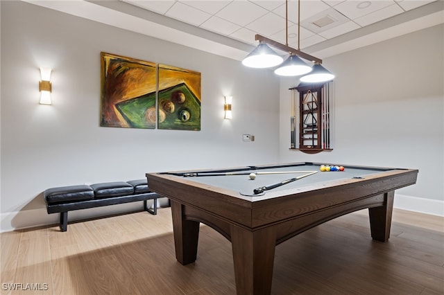 2797 1st St Unit 803, Fort Myers, FL 33916 - game room with baseboards, wood finished floors, a drop ceiling, and billiards