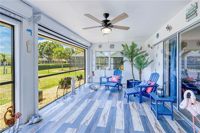 25379 Paladin Ln, Punta Gorda, FL 33983 - sunroom / solarium featuring ceiling fan