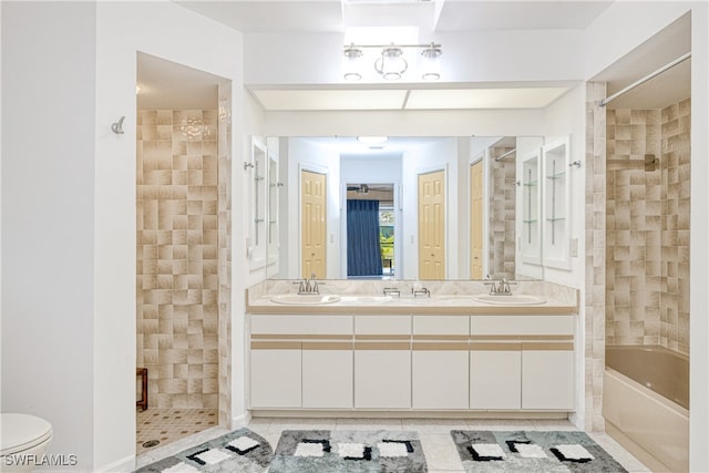 25379 Paladin Ln, Punta Gorda, FL 33983 - full bath with double vanity, toilet, tub / shower combination, and tile patterned flooring