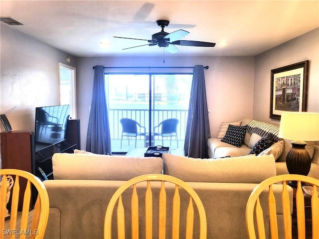 11460 Caravel Cir Unit 5016, Fort Myers, FL 33908 - living room with ceiling fan