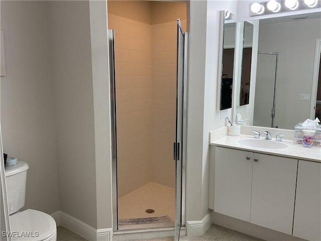 1516 SW 50th St Unit 104, Cape Coral, FL 33914 - full bath featuring toilet, vanity, a shower stall, and baseboards