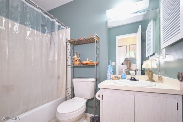 3350 Alouette Cir Unit 1, Fort Myers, FL 33907 - bathroom with vanity, shower / bath combination with curtain, and toilet