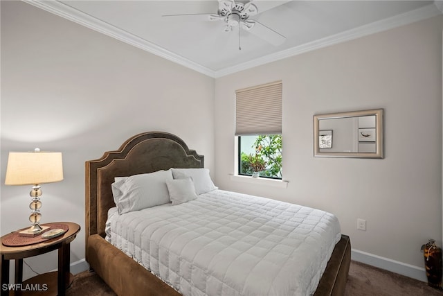 20245 Corkscrew Shores Blvd, Estero, FL 33928 - carpeted bedroom with baseboards, crown molding, and a ceiling fan
