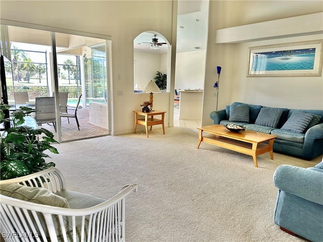 28171 L Burton Fletcher Ct, Bonita Springs, FL 34135 - carpeted living area featuring ceiling fan