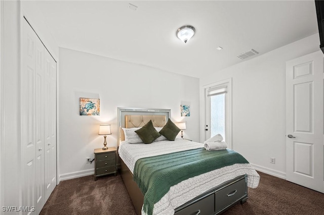 3410 NW 17th Ln, Cape Coral, FL 33993 - bedroom featuring dark carpet, baseboards, and a closet