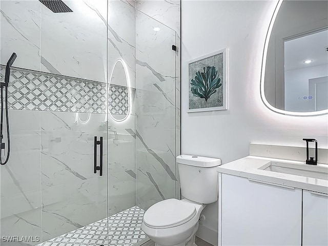 857 95th Ave N, Naples, FL 34108 - full bath with a marble finish shower, toilet, and vanity